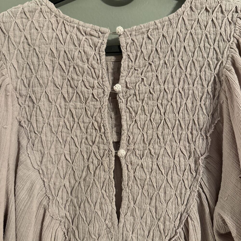 Free People Lavender Lace Yoke Flutter Sleeve Blouse - Picture 10 of 10